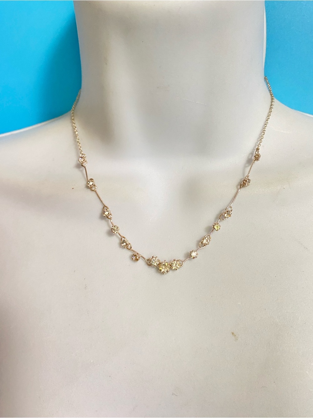 Delicate Rhinestone Cluster Silvertone Choker Necklace Soft Girl Style